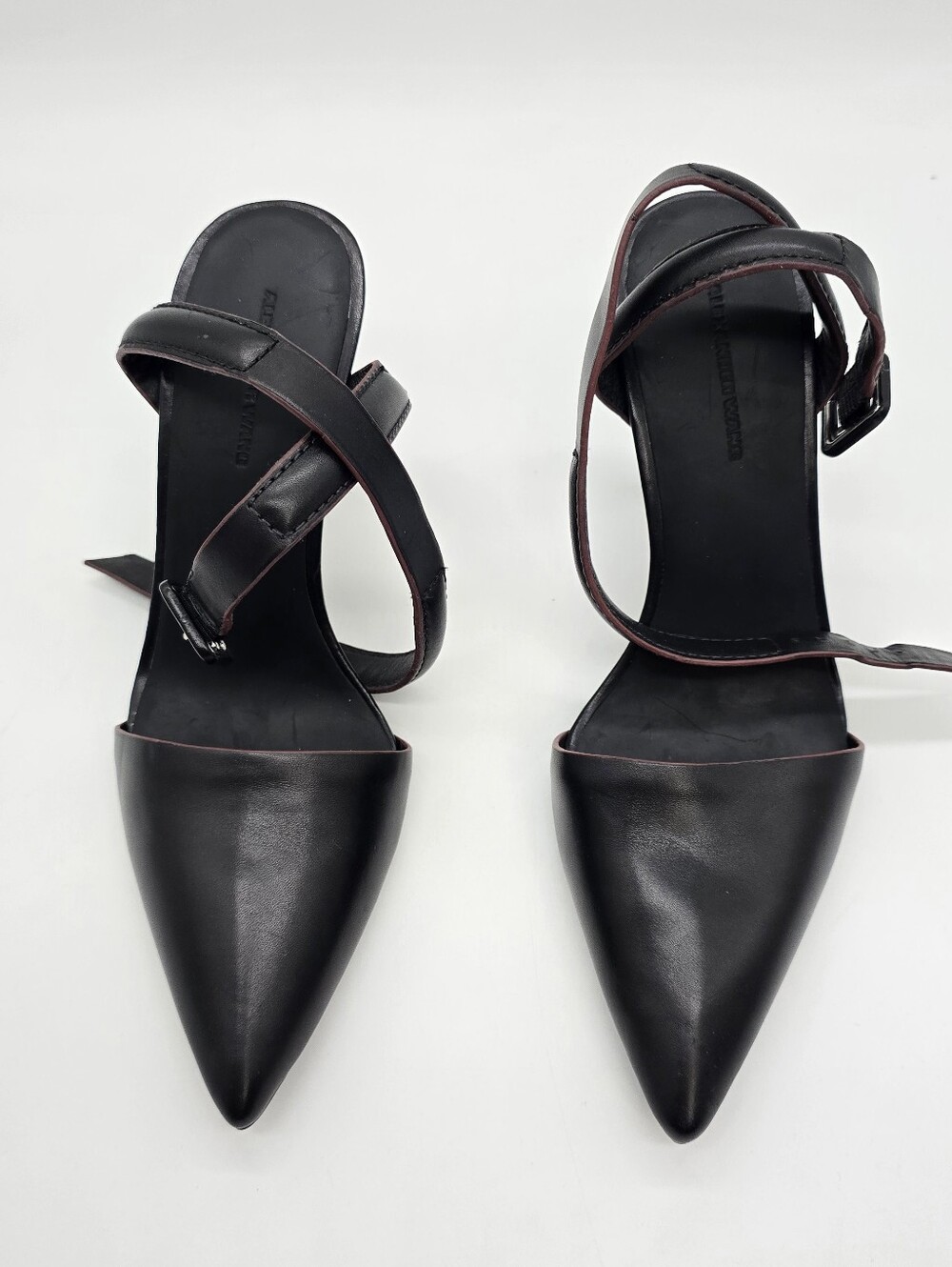 Alexander Wang Black Leather Pointed-Toe Ankle Strap Pumps